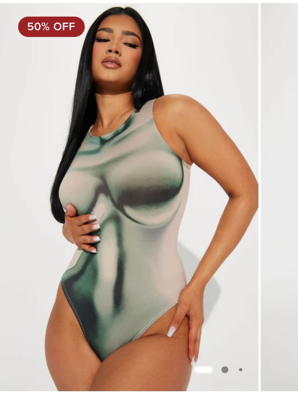 Shape Of Me Sleeveless Bodysuit - Taupe/Green